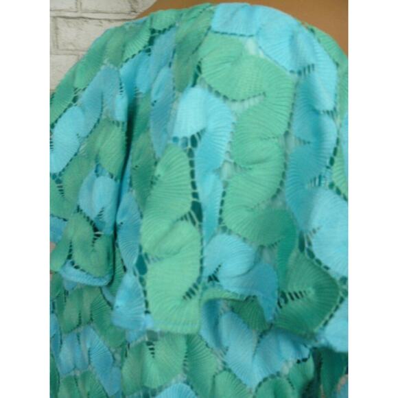 Judith March Blue Green Zig Zag Lace Knit Strapless Empire Dress Small NEW - Picture 5 of 7